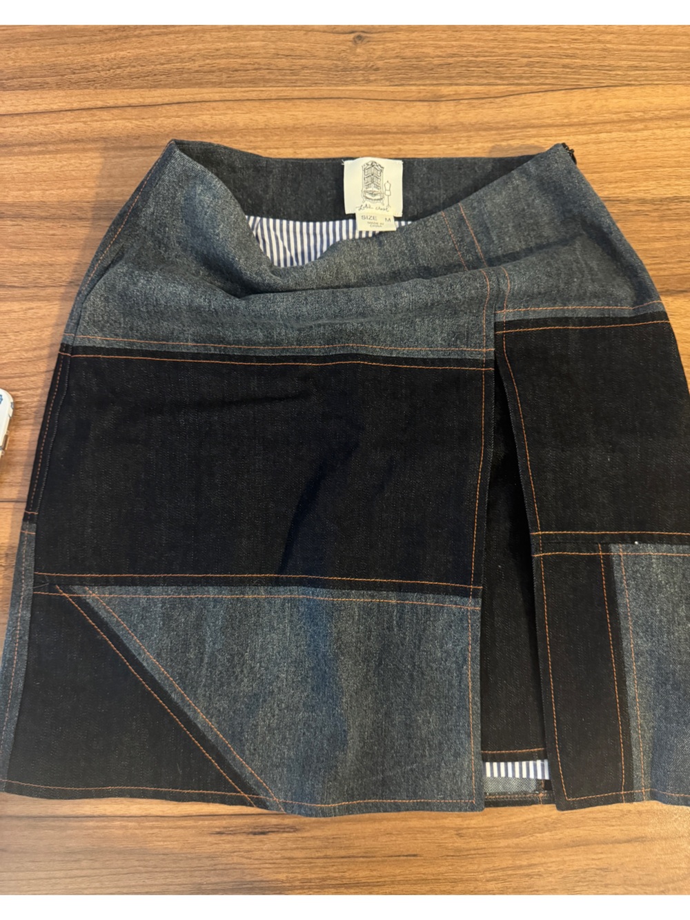 Women’s Two-Tone Dark and Medium Blue Patchwork skirt